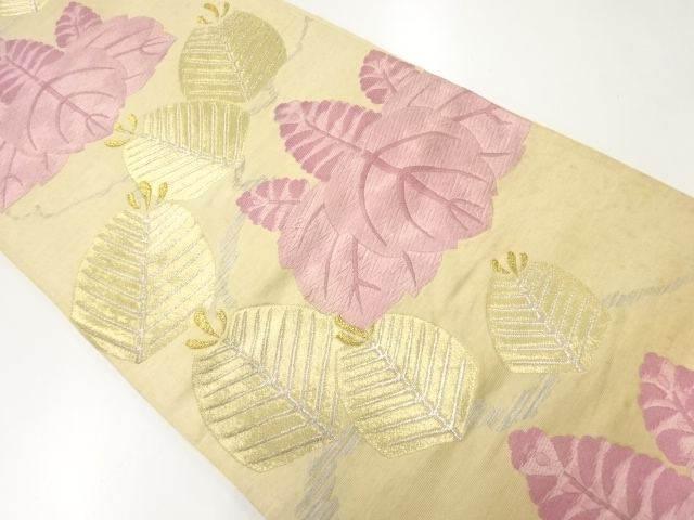JAPANESE KIMONO / ANTIQUE FUKURO OBI / WOVEN PAULOWNIA & YOUNG PINE